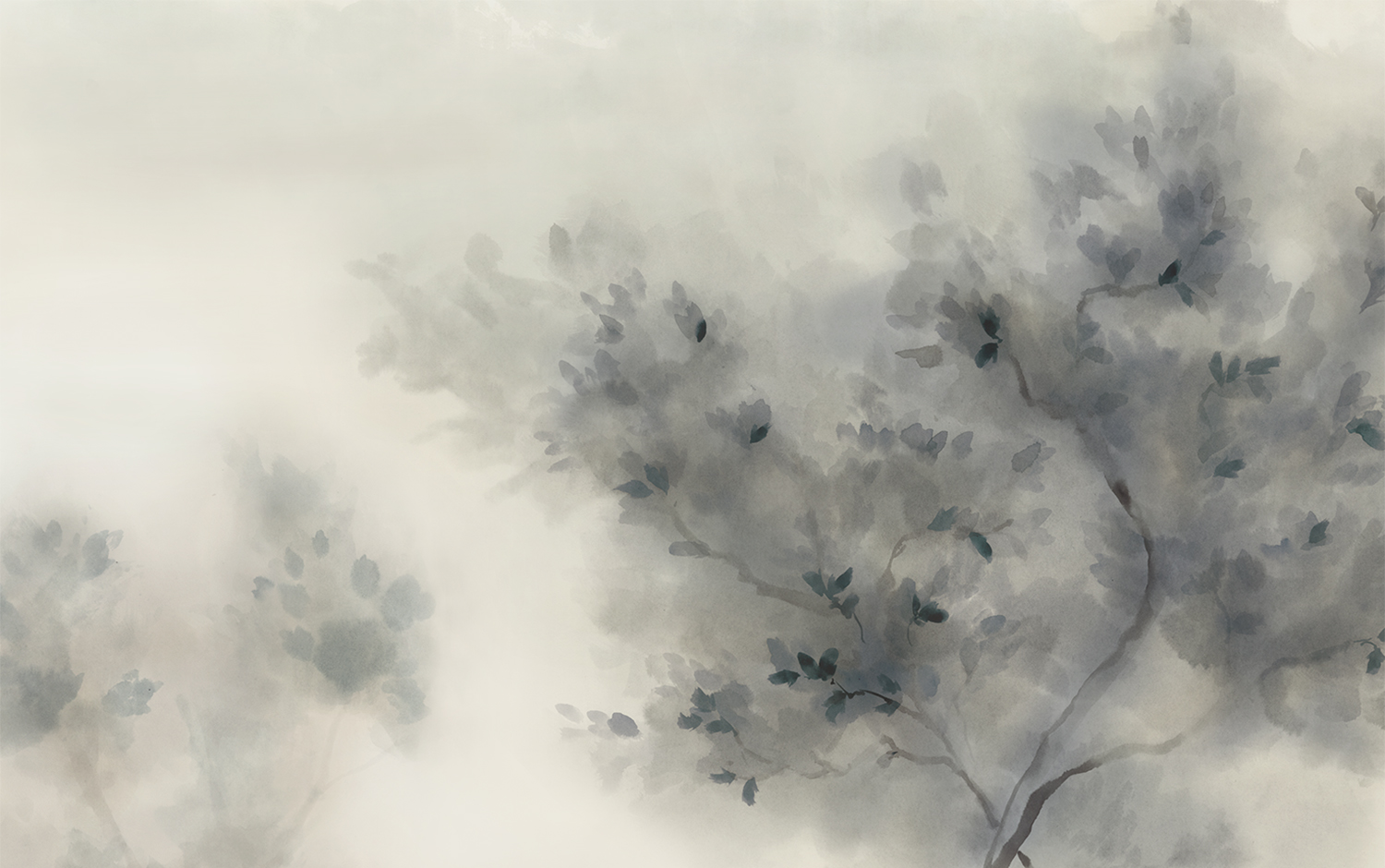 hand-painted wallpaper - El Sur /blue-grey