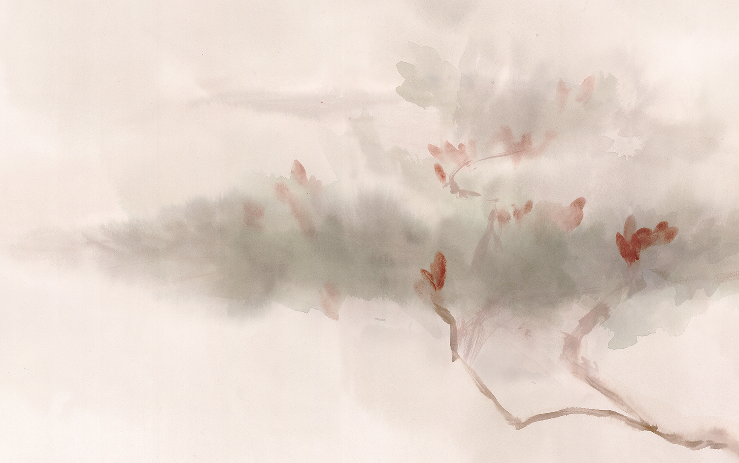 hand-painted wallpaper - El Sur /red ocre