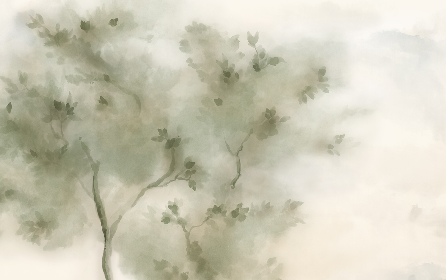 hand-painted wallpaper - El Sur /Green