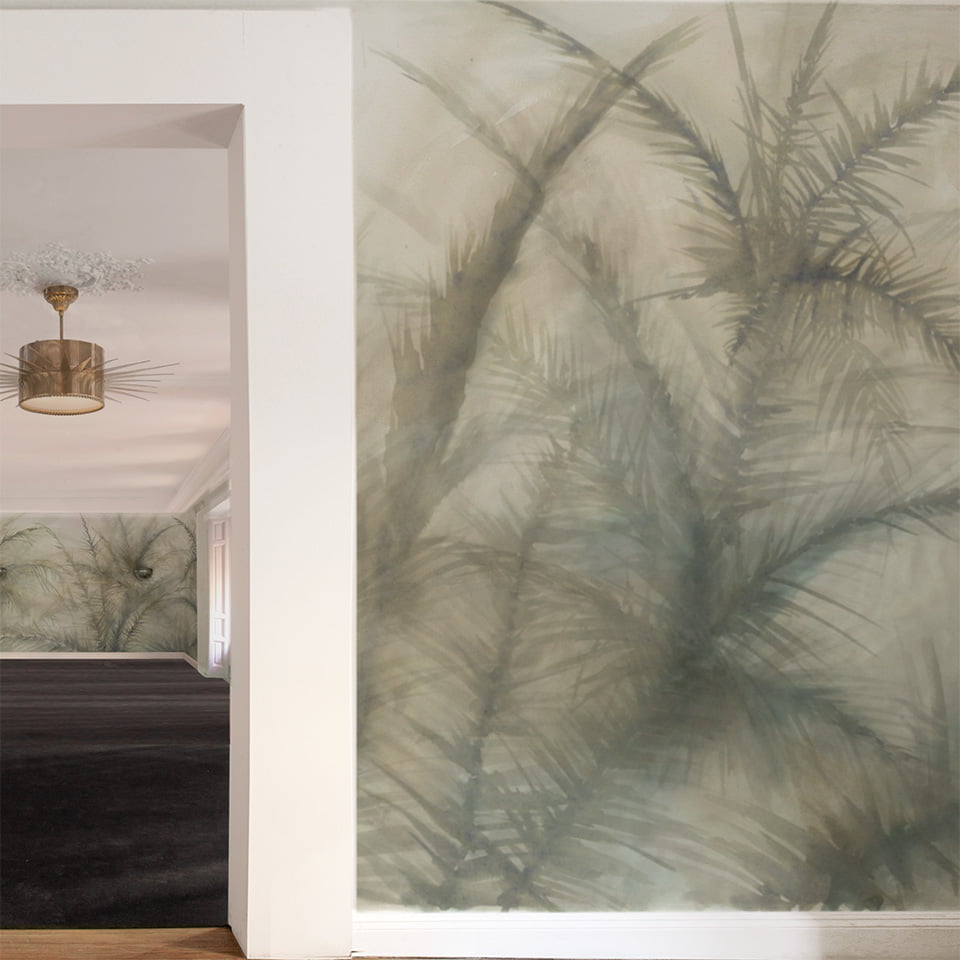 palmeral - papel pintado a mano